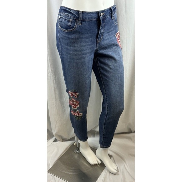Kensie Jeans‎ Blue Denim Embroidered Floral Skinny Fit 10/30 Streetwear 67-39 - Picture 2 of 14